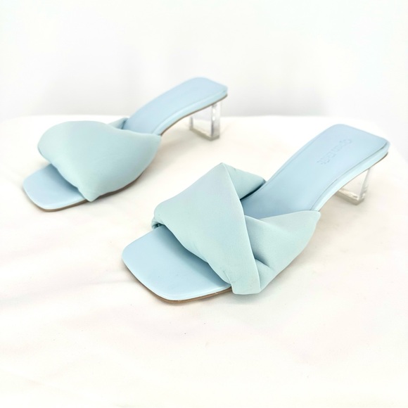 Open Edit | Women’s 6 Cleo Baby Blue Clear Heel Slides Sandals - Picture 1 of 5